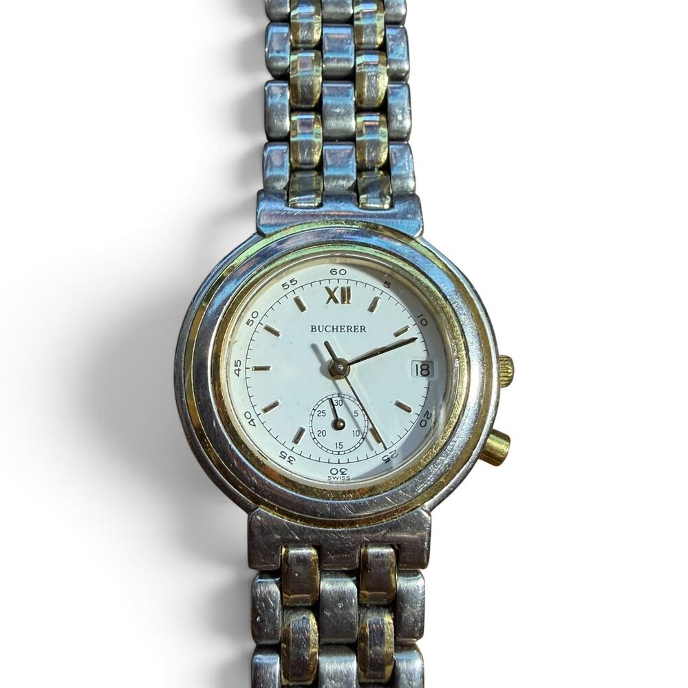 Bucherer Ladies Silver Tone Quartz Watch T6, Elegant Timepiece for Women